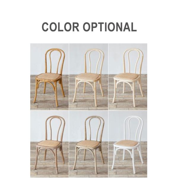 Strong Solid Wood Dining Chairs Stackable Bentwood Chairs for Restaurant Rattan Coffee Chairs Retro