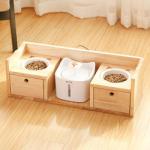 OEM Bamboo Wooden Raised Dog Bowls Elevated For Food Water Feeding