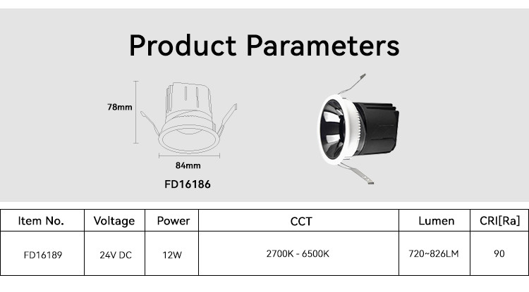 Anti Glare 12W LED Downlight Tunable 720lm-826lm Downlight 12w 4000k