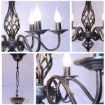 Black Wronght Iron Chandelier Living room Farmhouse Kitchen Frech Country