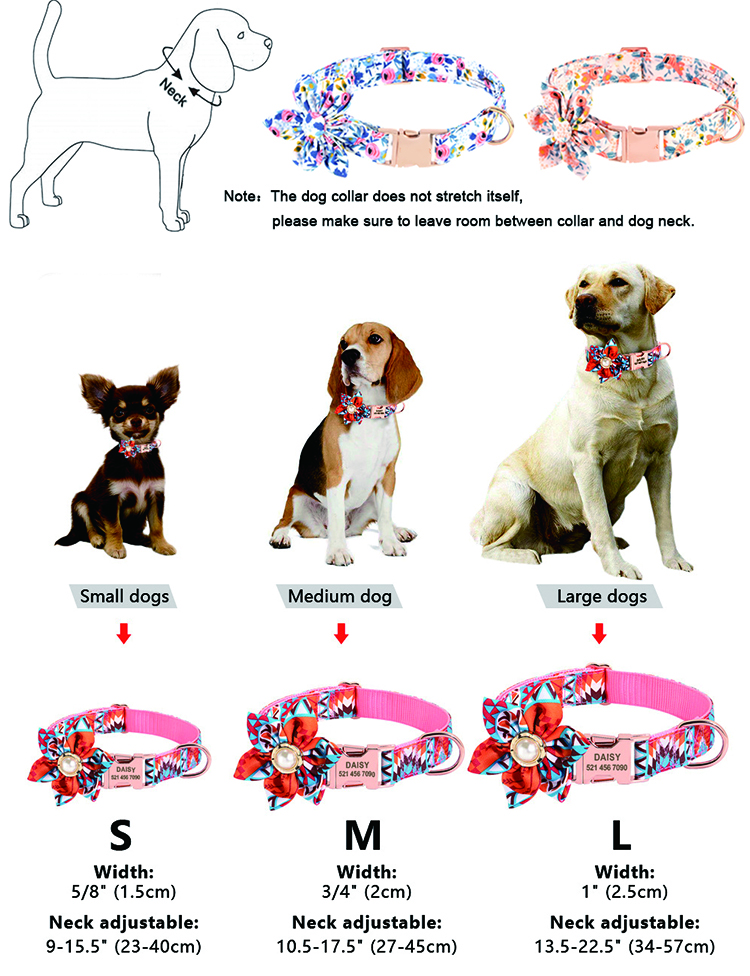 Unique Style Pet Collar Leash Adjustable Nylon Cute Floral Pattern