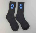 Jacquard Logo Mens Black Sports Socks Standard Thickness Custom Sport Socks