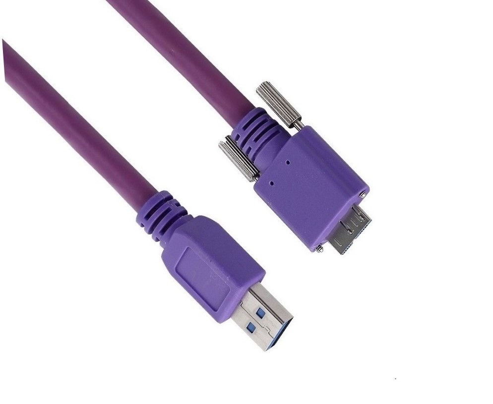 A Male to Micro B Male Thumbscrew Locking USB3 Vision Cable 5M