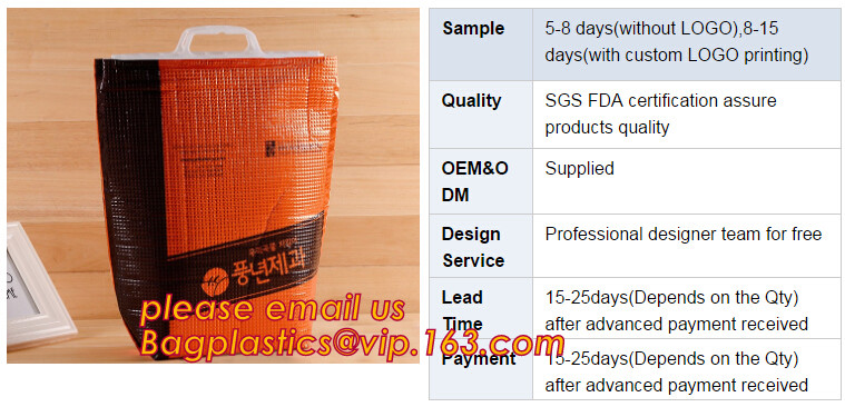 Reusable aluminium foil thermal insulation material cooler bag for picnic with Strapping tape closureRecycled PP Woven Plast