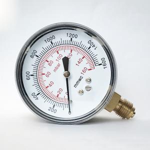 Wholesale 1600 Mmwc Brass Socket Pressure Gauge 316 Ss Tube And Socket Gauge from china suppliers