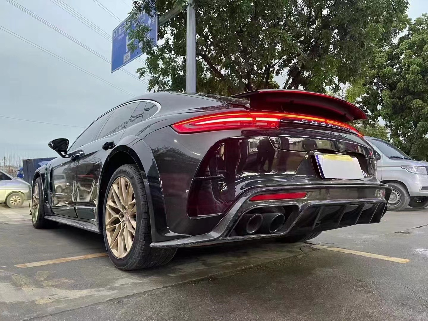 MSY Panamera 971 Body Kit Red Carbon Fiber Replace Front Bumper Spoiler Widebody Kit