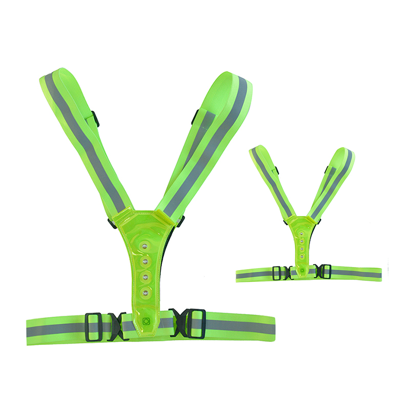 High Visibility Reflective LED Running Riding LED Warning Vest for Road Safety Green