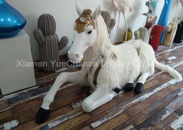 Sitting Style Window Display Decorations Fiberglass Unicorn Statue With Fake