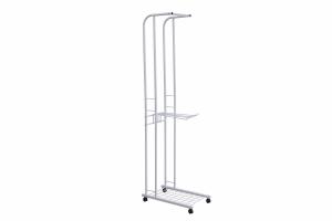 Wholesale Movable Metal Coat Hanger Stand 4 Turnable Hanging Pole Bottom Storage Shoes Rack from china suppliers