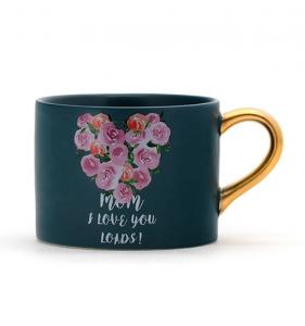 Wholesale Lovely Mothers Day Crockery Elegant Design Mom Gift Ceramic Mug Coffee With Gold Handle from china suppliers