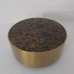 Living Room Stainless Steel Round Central coffee Table With Brushed Gold Satin