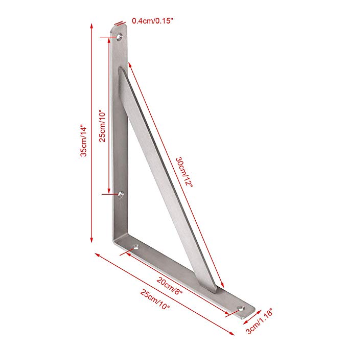 Heavy Duty Stainless Steel Solid 14" Corner Brace Joint Right Angle Shelf Support Bracket