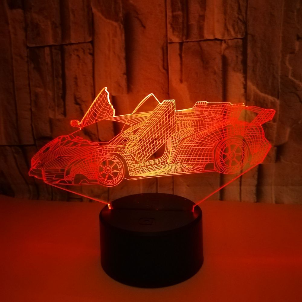 Creative sports car 3D small table lamp Advertising creative gift 3D visual light Colorful touch desktop night  light
