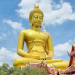 Giant Gold Painted Thai Bronze Buddha Statues Large Size Hand Forging