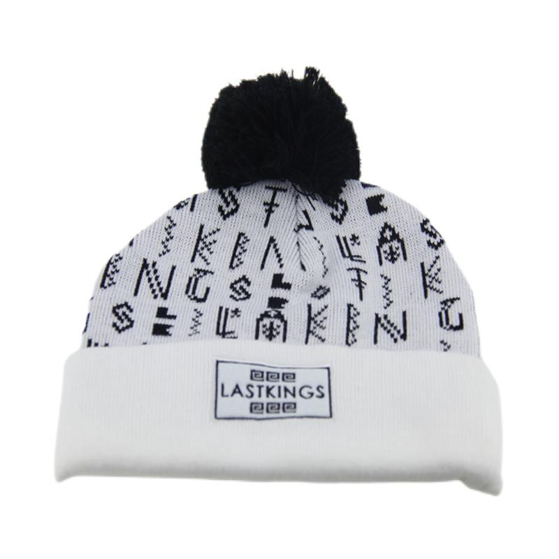 Men'S Micro Fleece Cuff Knitted Beanie Hats With Embroidery Customized Logo