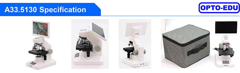 OPTO EDU A33.5130 Rechargeable Microscope With 7'' Display TF Card And Multi-Output Options