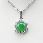Women Jewelry 10mm Round Green Jade Cubic Zirocnia Pendant Charm (P29)