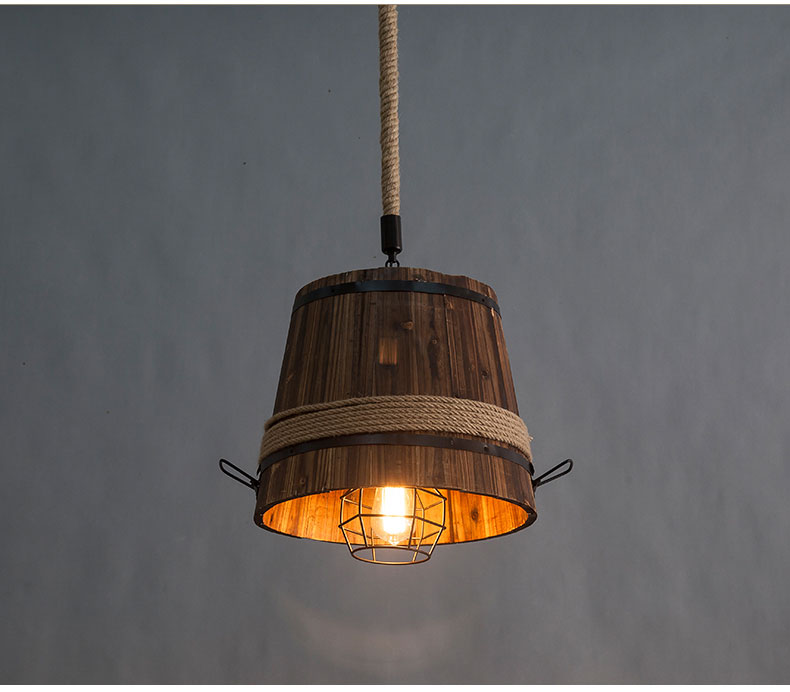American Retro Wood Barrel Chandelier Restaurant Dining Room Pendant Lamps(WH-VP-215)