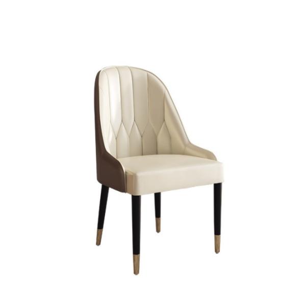 Luxury Modern Metal Legs Leather Fabric Accent Chair Tufted Pure Leather Dining