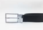 Business And Casual Mens Leather Dress Belt Curved Strap With Metal Tip Buckle