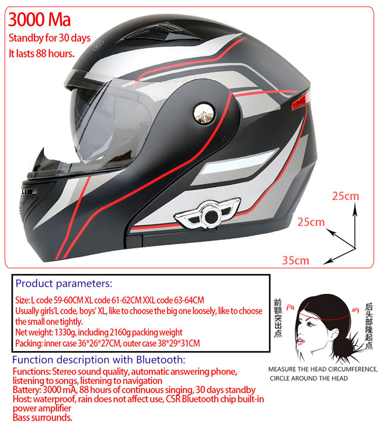 Whosale Vintage Bluetooth Helmet Full Face Motorcycle Helmet Motorcycle L/XL/XXL