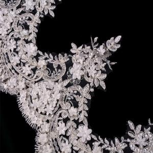 Wholesale Classic Embroidered 3D Flower Lace Trim 53 Inch Width With Beads from china suppliers