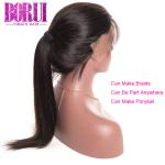 Silk Straight 360 Lace Frontal Wig Raw Brazilian Human Hair Elastic Net At Back