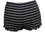 Flounce Bottom Black And White Horizontal Striped Shorts , Women'S Low Rise