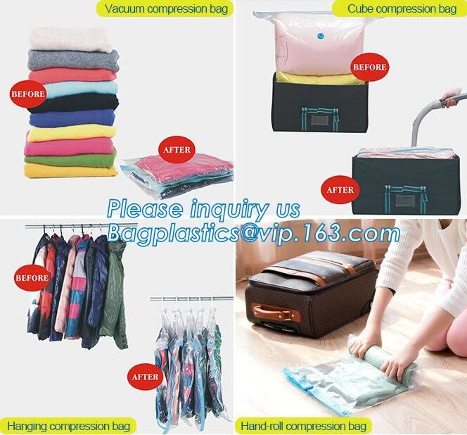 vacuum seal storage bags for down jacket coats, hand rolling vacuum bag for travel, Compress Vacum Packing Bag, bagplast