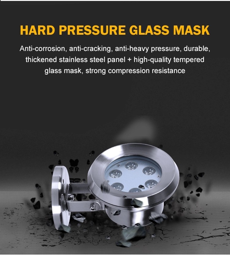9W Underwater LED Lights Tempered Glass Material Ip65 Water Resistant