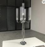 Hot Sale Tall Wedding Decoration 5 Arms Clear Wedding Crystal Centerpiece