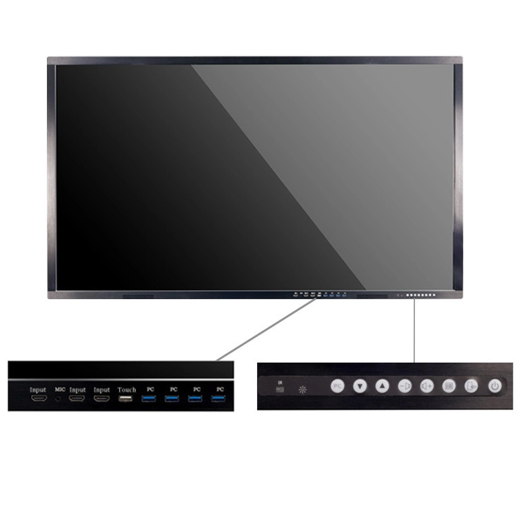 80W Android Black Interactive Whiteboards Display Wall Mounted 350cd/M2