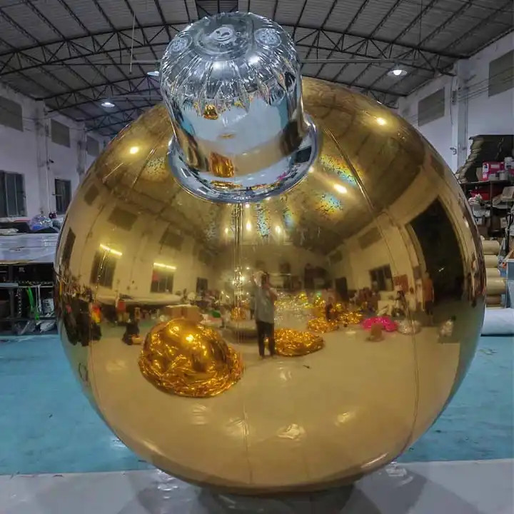 Big PVC Ornament Christmas Mirror Ball Shiny Balls Inflatable Mirror Balloon For Decoration