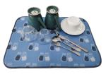 38x50cm Quick Dry Blue Printed Microfiber Dish Drying Mat For Kitchen