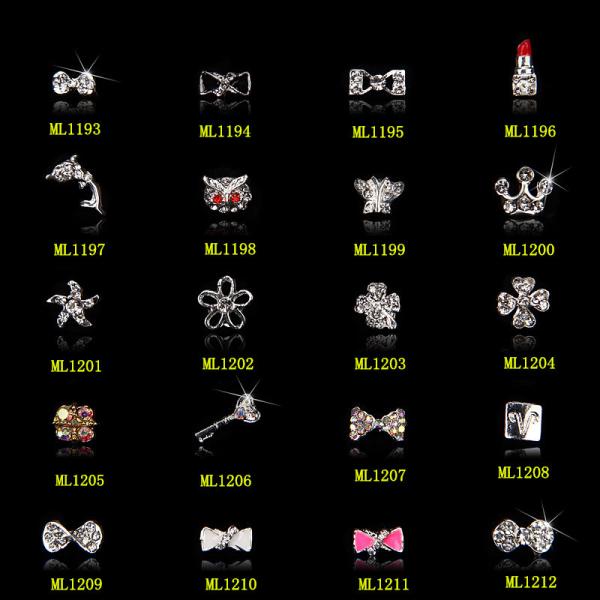 3D Silver Metal Nail Sticker Crystal Bow Nail Art Stickers Shiny Metallic ML1193