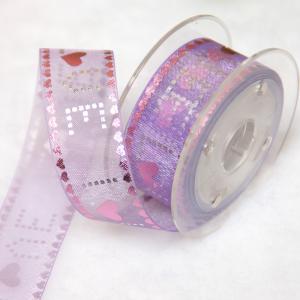 Wholesale 22mm Purple Printed Sheer Ribbon For Valentine ' S Day Wear Resistant from china suppliers