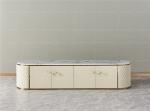 Pink Mid Century Golden Stainless Steel 78" TV Stand With 4 Doors