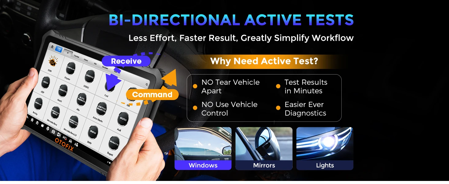 OTOFIX D1 Max Diagnostic Scanner Bi-Directional Bluetooth Scan Tool ECU Coding OBD2 Diagnostic Tools 2 Year Free Update