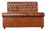 Button Back Tufted Leather Bed Genuine Leather Bed For Bedroom