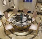 Round Dining Room Stainless Steel Marble Tables Customized Color