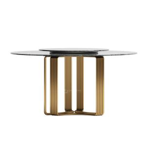 Wholesale Luxury Round Dining Room Tables With Faux Marble Top Metal Base Brushed Gold from china suppliers