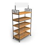 Stores Point Of Sales Displays Wooden Tray Salad Display Stand With Wheels