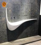 Acrylic Resin Unique Wall Hung Wash Hand Basin White Color Resists Discoloration