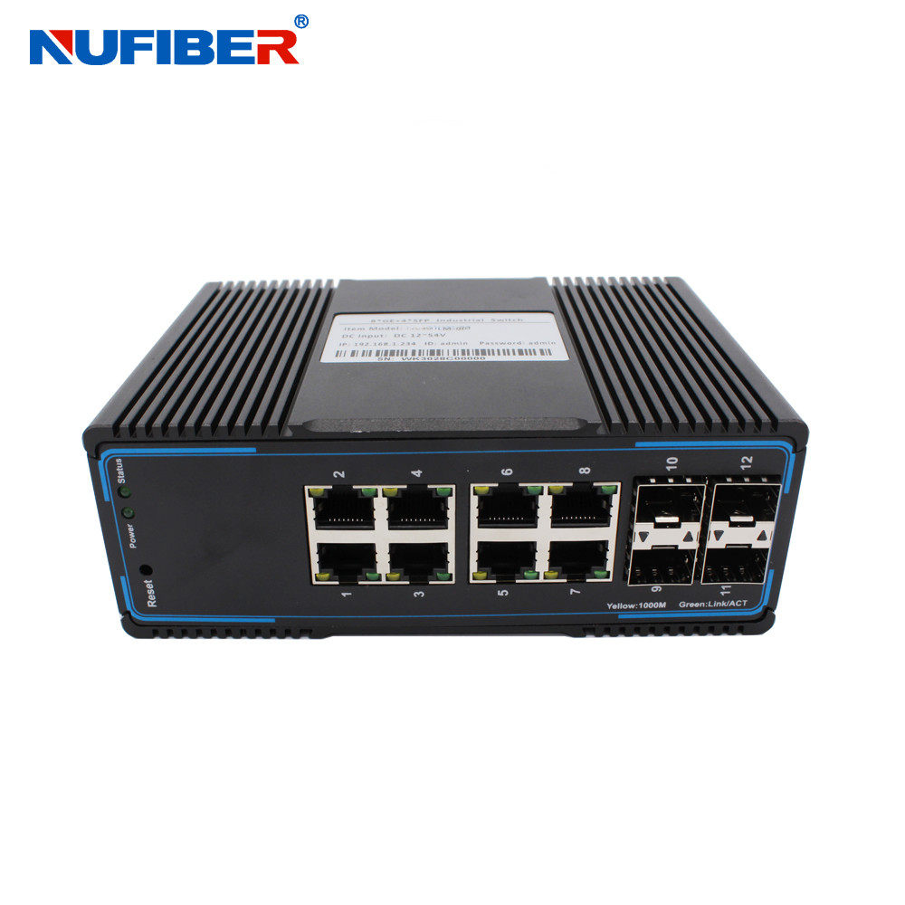 NF648GM-SFP Mount Managed Industrial SFP Switch 4x1000M To 8x10/100/1000M Aluminium Alloy Din Rail