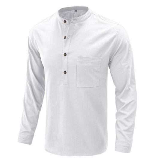 Small Quantity Clothing Manufacturer Men'S Linen Cotton Casual Shirts Long