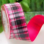Custom Printed Grosgrain Ribbon Tartan / Grid Ribbon Decoration Bows For Dress /