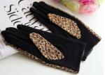 High End Ladies Fashion Gloves Atmosphere Driving Party Use Warm Leopard Bow
