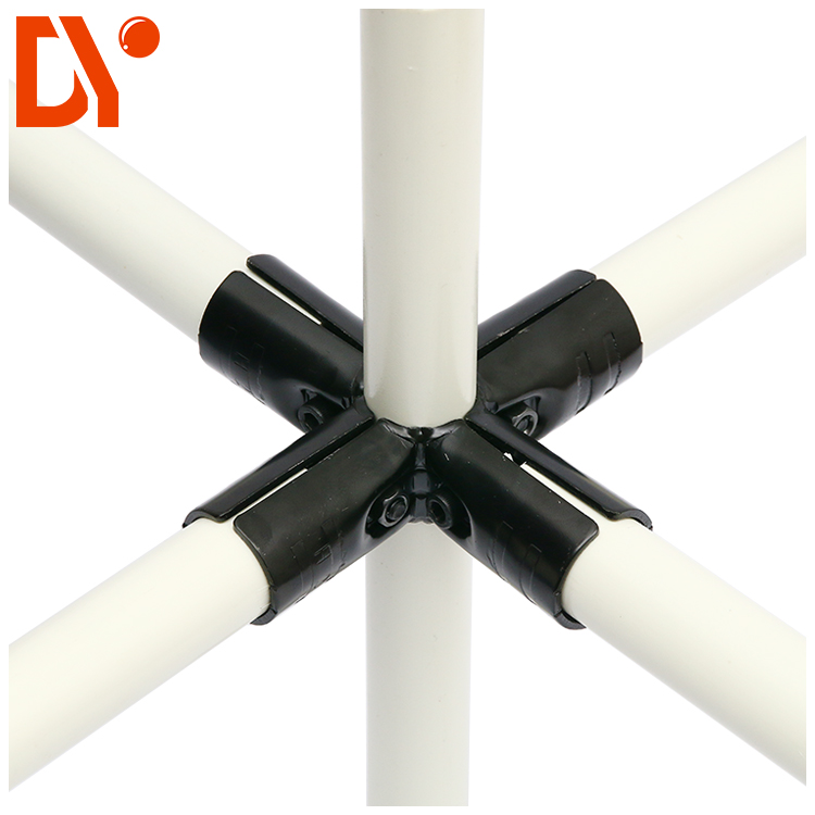 HJ-5 Electroplate Right Angle Lean Tube Connector Four End For Rack Horizontal Connection