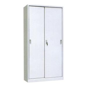 Wholesale 2 Sliding Doors Iron File Cabinet Knock Down Metal Stationery Cupboard With Adjustable Inner Shelves from china suppliers