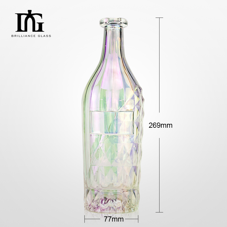 Clear Glass Collar and Cap 700ml Bottle for Vodka Gin Whiskey Rum